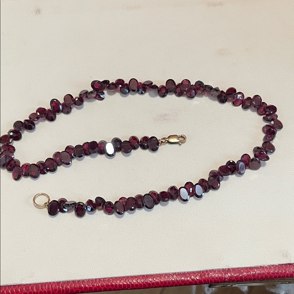 Source Unknown Deep Red Beaded Necklace - image 1